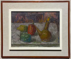 Jan Linschooten - Stilleven met paprika, olieverf op canvasboard (ingelijst) kopen? Bied vanaf 125!