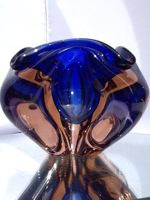 Josef Hospodka - Zware kristallen sommerso schaal/asbak Chribska. kopen? Bied vanaf 35!