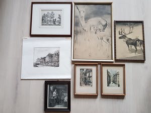 Niet of onleesbaar gesigneerd - Lot van 7 Verschillende prentjes - Gesigneerd kopen? Bied vanaf 1!