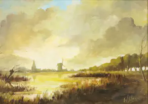 Niet of onleesbaar gesigneerd - Olieverf op paneel, Landschap - Ingelijst kopen? Bied vanaf 1!