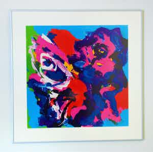 Karel Appel - Hoofden als Bloemen (mooi gelijst!) verkocht voor € 1150!