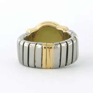 BVLGARI - 18k gouden ring met staal bezet met onyx - ringmaat 16 (50) kopen? Bied vanaf 500!
