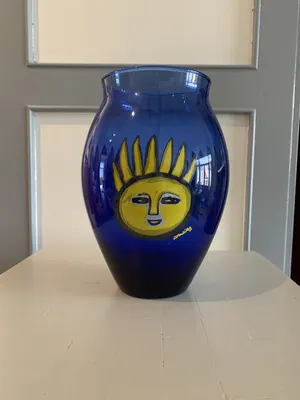 Corneille - 4 vazen Oiseau-Soleil in saffierblauw glas kopen? Bied vanaf 115!