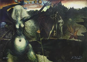 Ernst Fuchs - Gertrude Baschnegger vor dem Lebensbaum - gesigneerde giclee, 2012 kopen? Bied vanaf 40!
