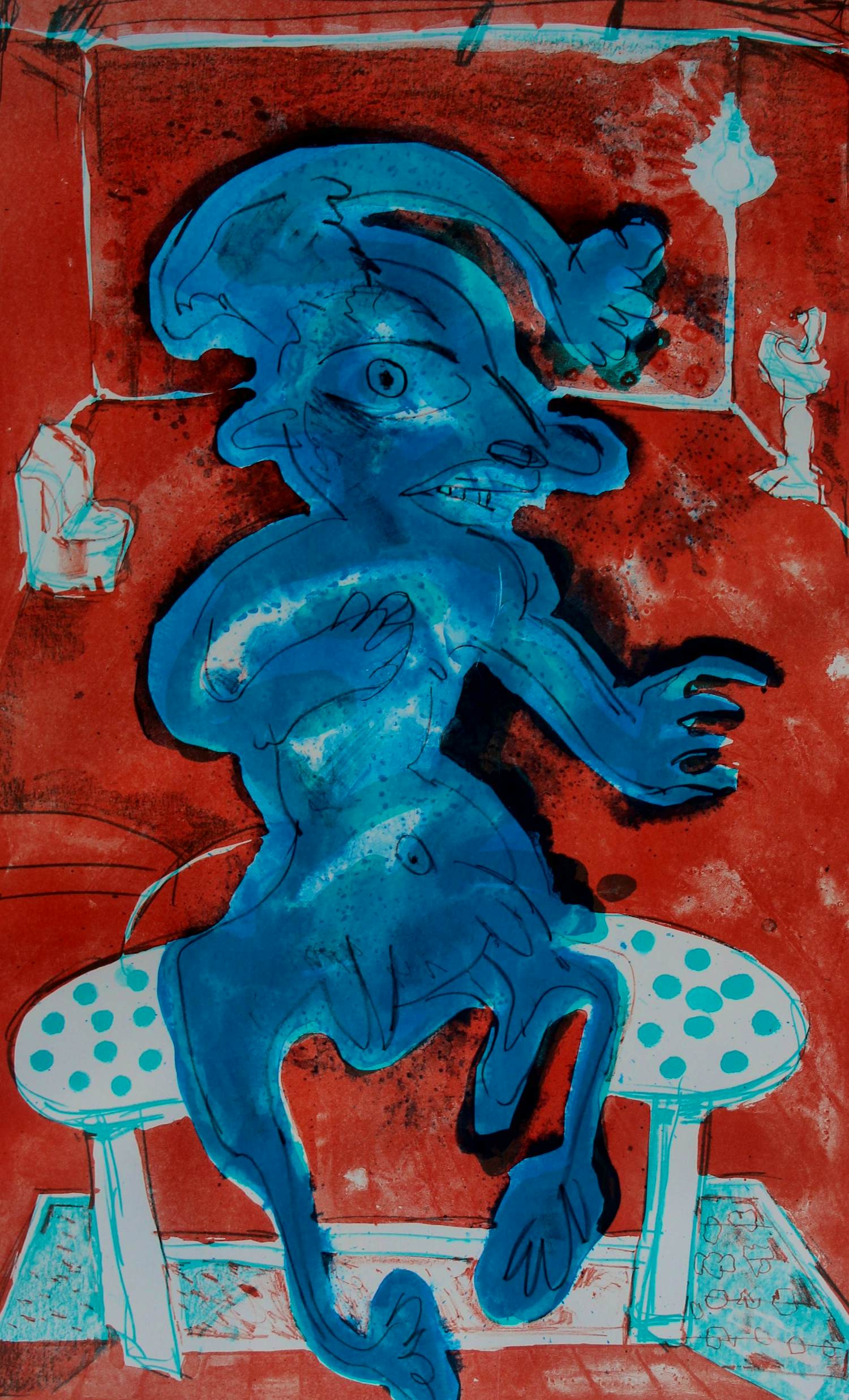 Lucebert - grote kleurenlitho: blauw figuur - 1977 kopen? Bied vanaf 299!