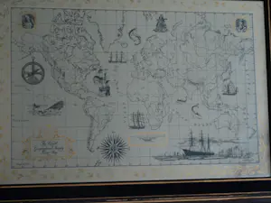 Niet of onleesbaar gesigneerd - The Royal Geographical Society Silver Map, Franklin Mint – 1976 – Lijst, 51 x 70 kopen? Bied vanaf 1!