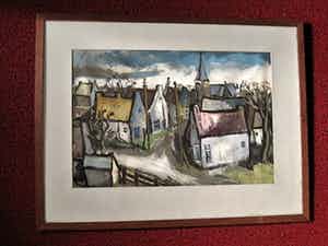 Willem Chabot - Rotterdam "de Autonomen" Weergaloos mooi Olieverf "Dorp met Kerk" verkocht voor € 10!