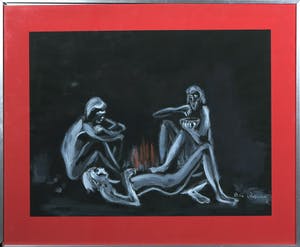 Bitia Rosendor - Acryl op papier, Drie figuren - Ingelijst kopen? Bied vanaf 1!
