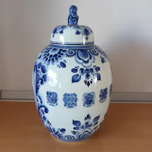 Heinen Delfts Blauw - dekselvaas/gemberpot 't Hooge Huys 1966 kopen? Bied vanaf 35!
