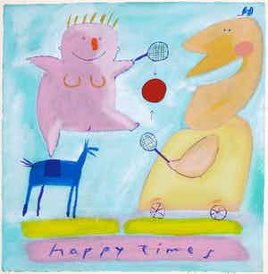 Wouter Stips - Zeefdruk, Happy times verkocht voor € 40!