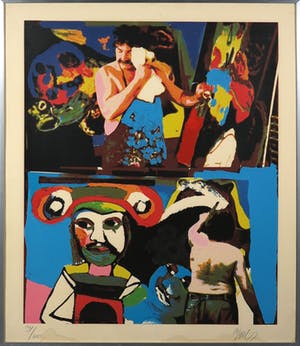 Karel Appel - Zeefdruk, Zonder titel - Ingelijst kopen? Bied vanaf 1!