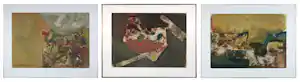 Gerard Schaperkotter - Uniek werk op papier, Collage met verflappen I, II en III - Ingelijst verkauft für € 85!