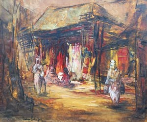 Niet of onleesbaar gesigneerd - C4113C - Oosterse voorstelling met figuren kopen? Bied vanaf 1!