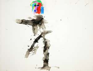 Jef Diederen - Inkt- en krijttekening, Figuur verkocht voor € 150!