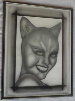 Niet of onleesbaar gesigneerd - Airbrush , Portret “I Love Cats “– ingelijst kopen? Bied vanaf 1!