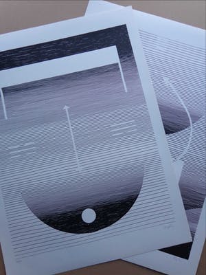 Michel Seuphor - LOT VAN 2 STUKS / GEOMETRIE / ZW-W LITHO / 75x55cm / SIG kopen? Bied vanaf 45!