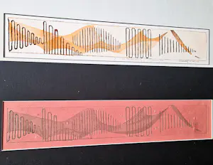 Theo Beerendonk - TWEE (2) unieke 1970 abstracte reliëfdrukken - compositie in rood - gesigneerd kaufen? Bieten Sie von 84!