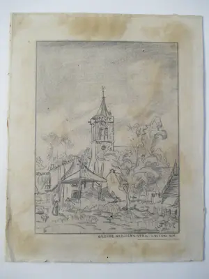 Niet of onleesbaar gesigneerd - 10 x ets/litho/tekening div. kunstenaars Stadsgezicht oa Minderman kopen? Bied vanaf 1!