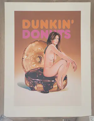 Mel Ramos - Dunkin Donuts (Cindy Crawford) - Zeer groot! kopen? Bied vanaf 2500!