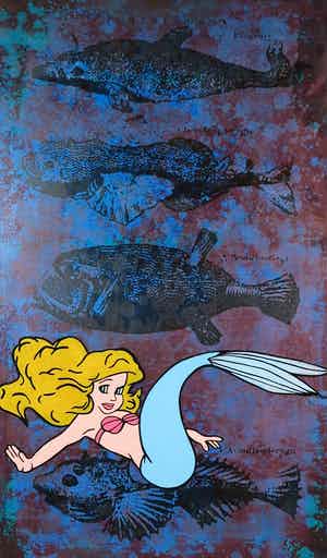 Jan Bollaert - Gemengde techniek op board, Mermaid III (Groot) verkocht voor € 1!