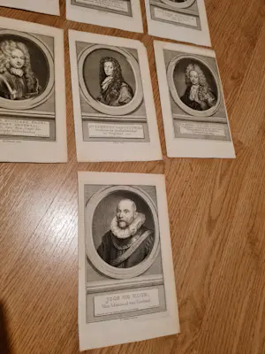 Isaac Tirion - Lot van 7 portretten, Originele kopergravures ca. 1760, o.a. De Moor kopen? Bied vanaf 25!