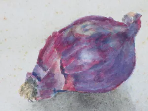Jos van den Berg - Rode uit en Knoflook - Aquarel/gemengde techniek kopen? Bied vanaf 1!