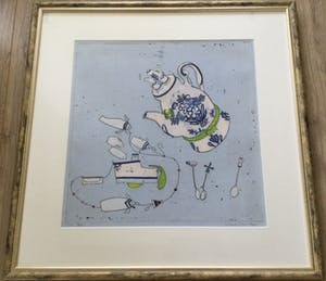 Ellen van Toor - Thee | kleurenets met inkt - ingelijst kopen? Bied vanaf 55!