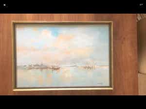 Frans de Nocker - Watergezicht . Mogelijk plas de Kaag met het Kaageiland. verkocht voor € 50!