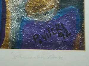 Pepe Viteri - Ingelijst, Acryl op papier , Dansantes (‘Dansers’) – 1992 – Lijst, 91½ x 71½ cm kopen? Bied vanaf 50!