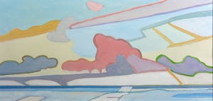 Paul Overhaus - Acryl op board, Roze Wolk - Ingelijst kopen? Bied vanaf 70!