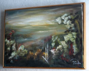 Niet of onleesbaar gesigneerd - Ingelijst, olieverf op doek , “Landschap” kopen? Bied vanaf 1!