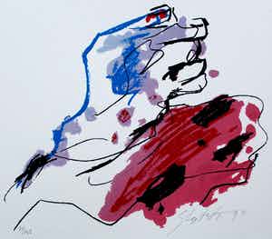 Ger Lataster - Zeefdruk met gedicht, van Bert Schierbeek - 1990 verkocht voor € 75!