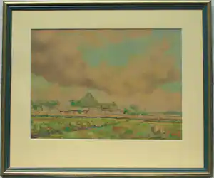 Ad Blok van der Velden - Ingelijste aquarel , Landschap Texel - 1947 vendu pour 200€ !