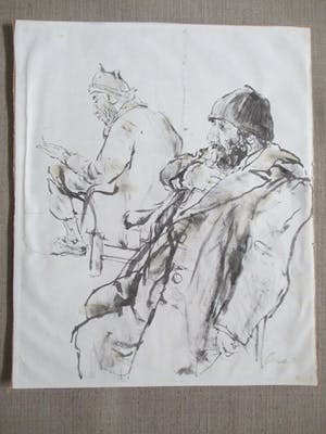 Piet Klaasse - Pentekening Twee mannen kopen? Bied vanaf 35!