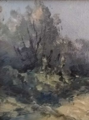 Niet of onleesbaar gesigneerd - Miniatuur landschap ca. 1910 olieverf doek Hollandse School kopen? Bied vanaf 1!