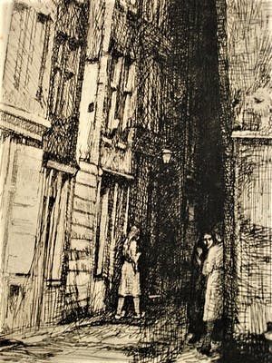 Albert Neuhuys - Langwerpige Ets uit 1935 "Prostituees aan de Schiedamschedijk Rotterdam" gesign. kopen? Bied vanaf 1!