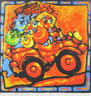 Ad Verstijnen - Zeefdruk, Holidaymakers - Ingelijst kopen? Bied vanaf 1!