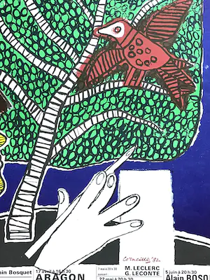 Corneille - Zeldzame lithografische poster "Dichters in Sologne" met Aragon kopen? Bied vanaf 75!