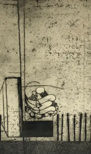 Peter Oosterbos - grote groeisel - ingelijste ets - gesigneerd kopen? Bied vanaf 40!