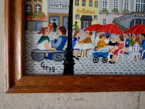 Niet of onleesbaar gesigneerd - Vol terras bij Rathaus Bonn - naïef - Elisa Munker Hanke kopen? Bied vanaf 1!