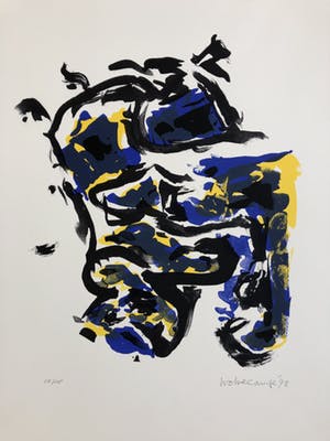 Theo Wolvecamp - compositie met geel, blauw en zwart kopen? Bied vanaf 195!