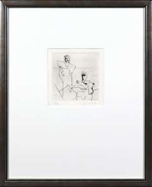 Constant - Ets en aquatint, Zangeres bij pianist - Ingelijst verkocht voor € 260!