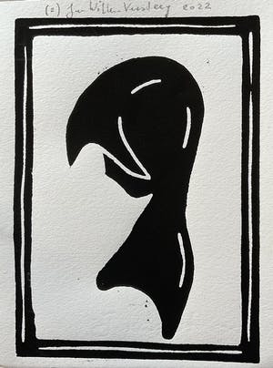 Jan Willem Versteeg - Female profile silhouette ( houtsnede ) kopen? Bied vanaf 1!