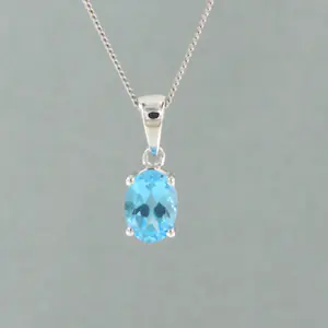 14k wit gouden collier bezet met topaz - 45cm kopen? Bied vanaf 140!