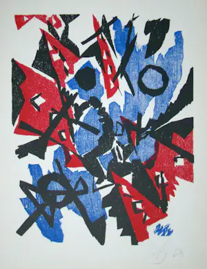 Ernst Wilhelm Nay - Abstracte compositie - 1953 - Houtsnede, gesigneerd en gedateerd kopen? Bied vanaf 250!