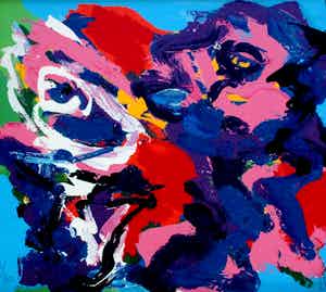 Karel Appel - Ingelijste zeefdruk: "Kijk, leef & speel - 1977 verkocht voor € 1150!