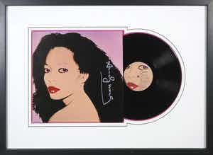 Andy Warhol - Handgesigneerde LP-hoes album Silk Electric van Diana Ross- Ingelijst verkocht voor € 1!
