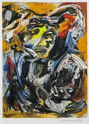 Theo Wolvecamp - Zeefdruk, Personage II - Ingelijst kopen? Bied vanaf 200!