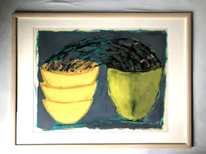 Michel Hoogervorst - Moderne compositie - Gouache, Ingelijst kopen? Bied vanaf 65!