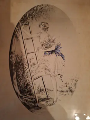 Nelly Degouy - Vrouw bij ladder met bos bloemen kopen? Bied vanaf 35!